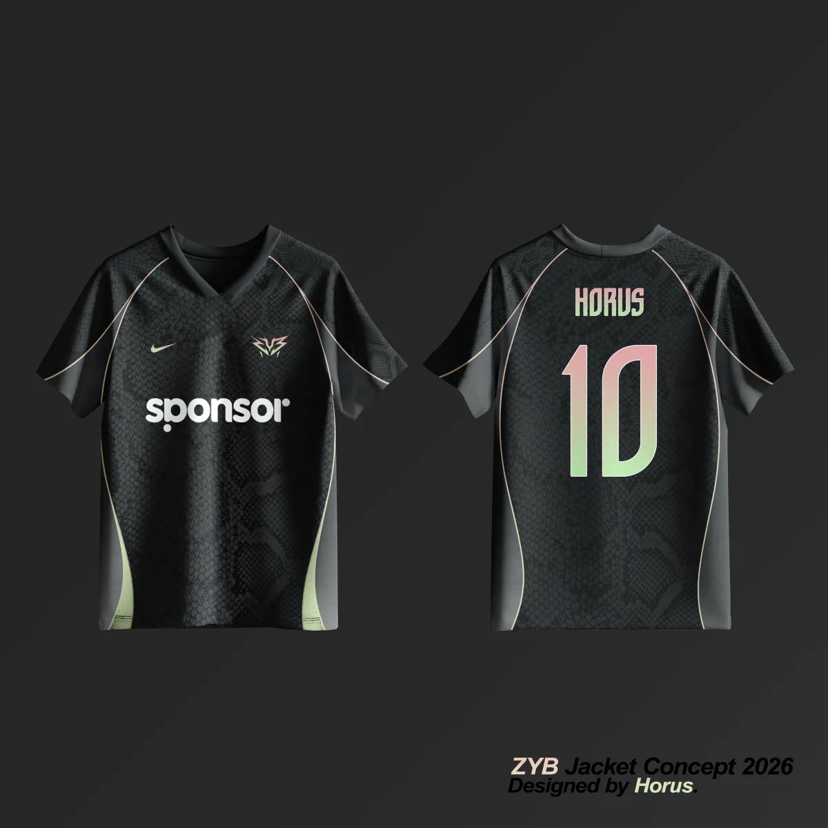 Maillot officiel ZYB Esport 2026 - vues avant et arriere du design ArtsOfHorus